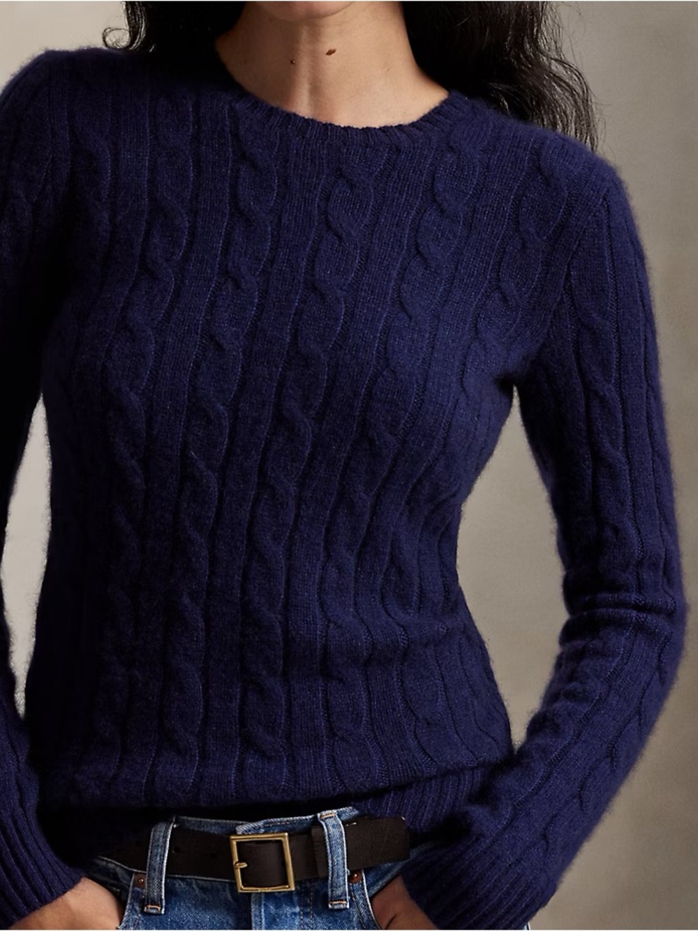 Polo by Ralph Lauren the Iconic Cashmere Cable Knit Sweater in Hunter Navy Med
